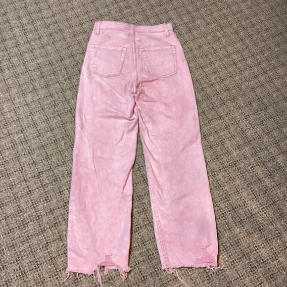 Wild Fable High Rise Straight Pink Washed Button Fly Stretch Distressed Jeans 0 - Picture 10 of 12